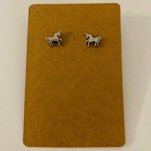 Unicorn Silver Plated Stud Earrings